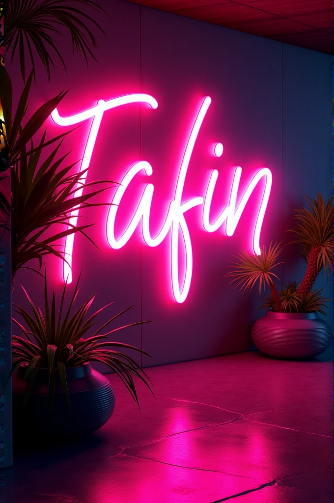 Neon tahitian letters in pink color