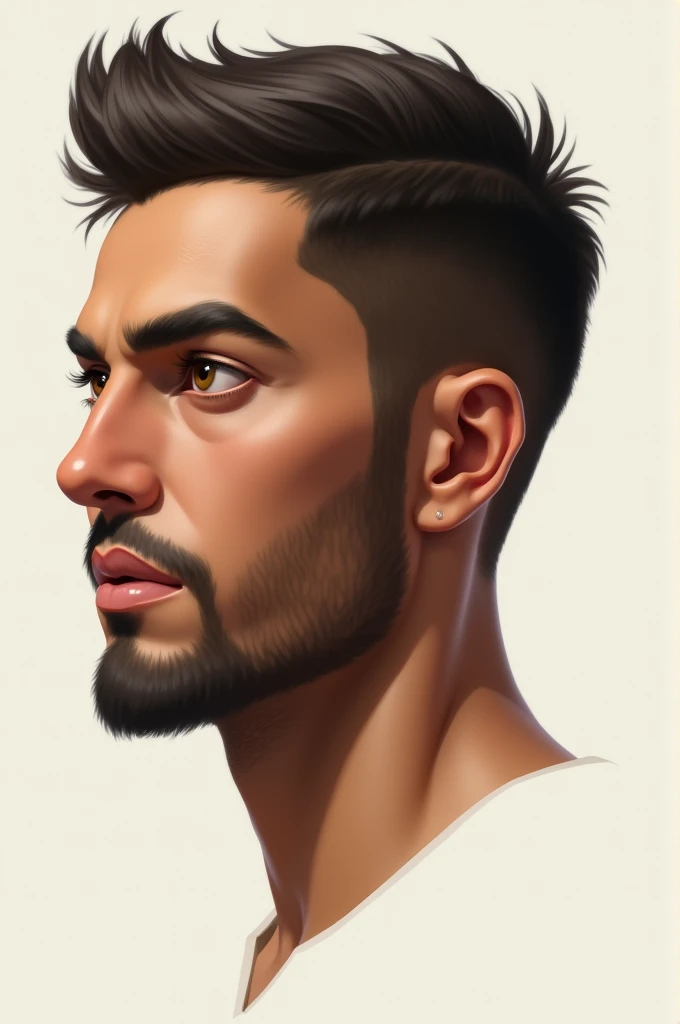 Make a character head sheet of a arab guy with side view and front view