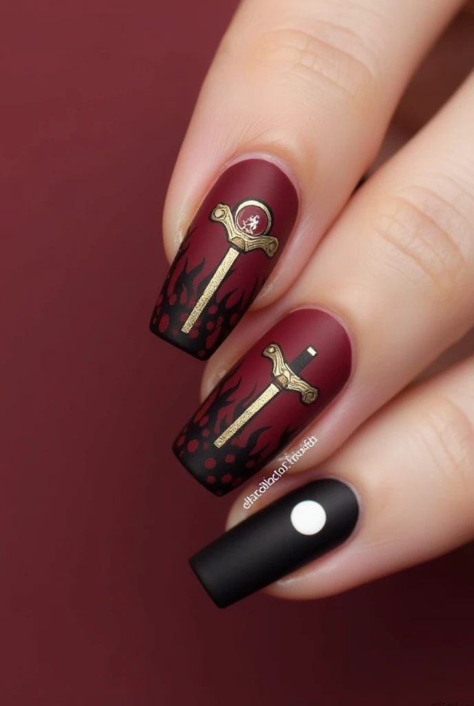 Simple nail art image inspired by kimetsu no yaiba