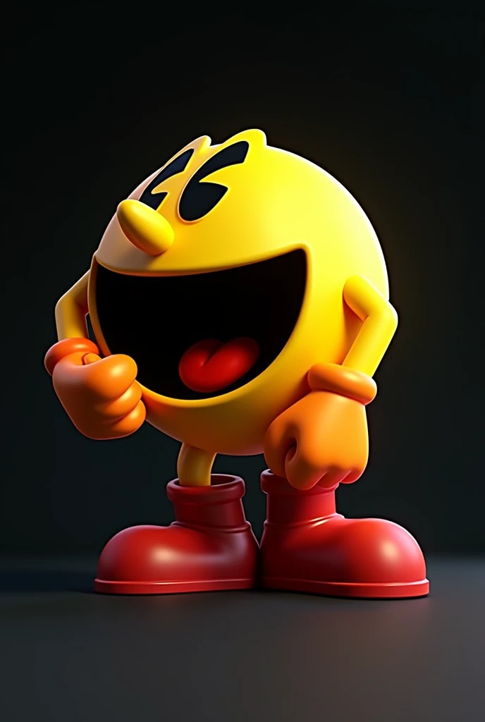 create an image of pacman giving a hand as a form of support, with black and white background