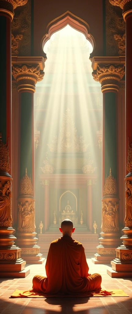 Buddhist monk  in Buddhist temple.