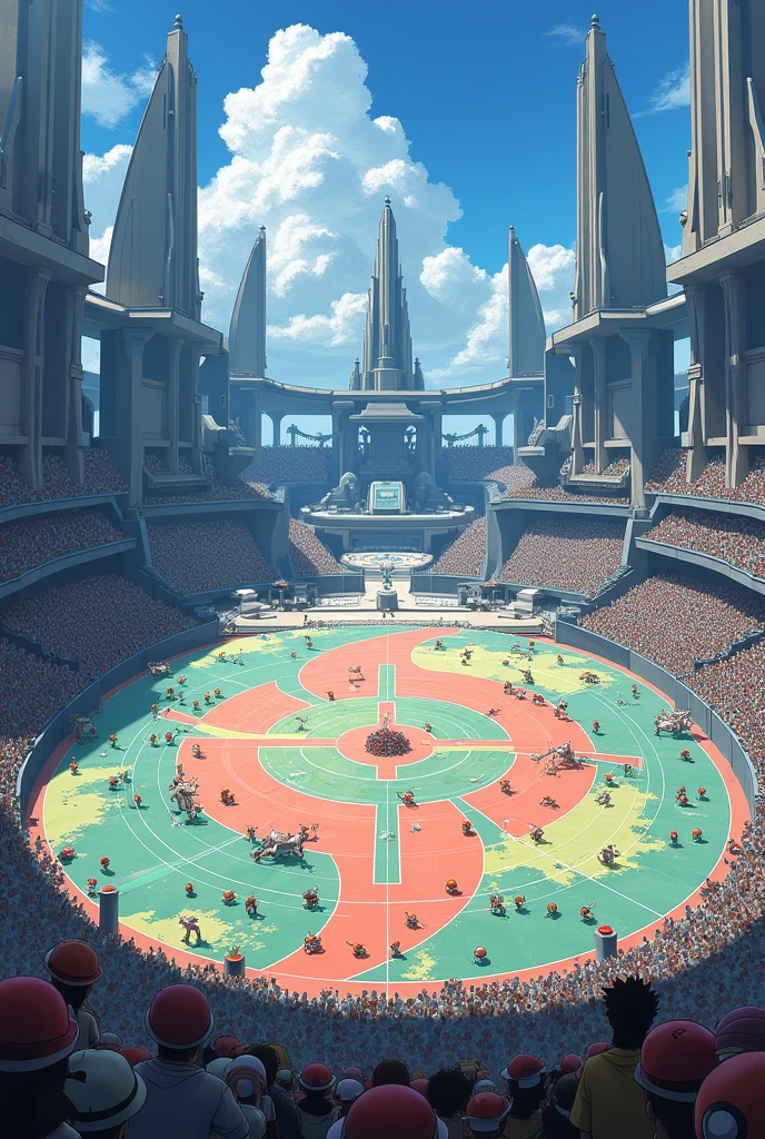 Pokemon Battle Arena, no Pokemon only the arena floow with Pokeballs