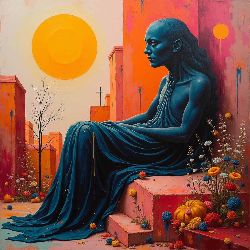 Surreal Scene, Abstract Expressionist Art,High contrast,Simplicity,Bright colors,Distinctive,dramatic,expressionistic, very aesthetic, intricate details, ultra-detailed, vivid colors