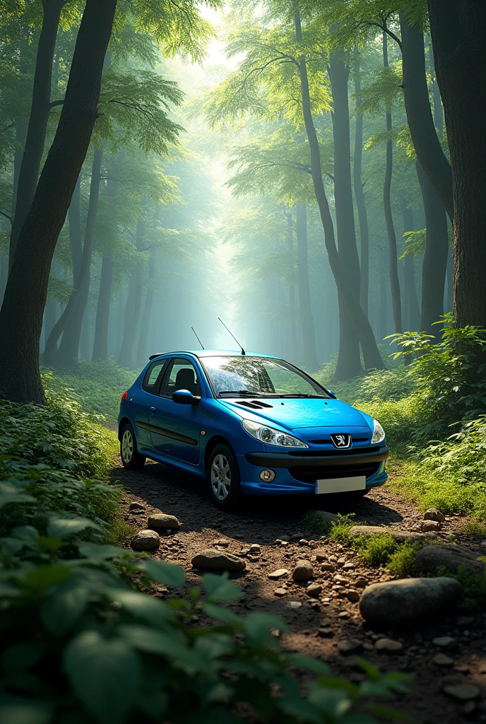 Peugeot 206 in a forest 
