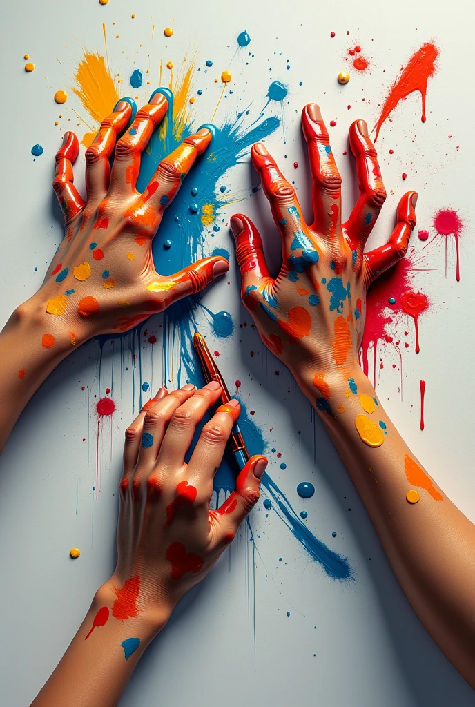 Messy hands painting