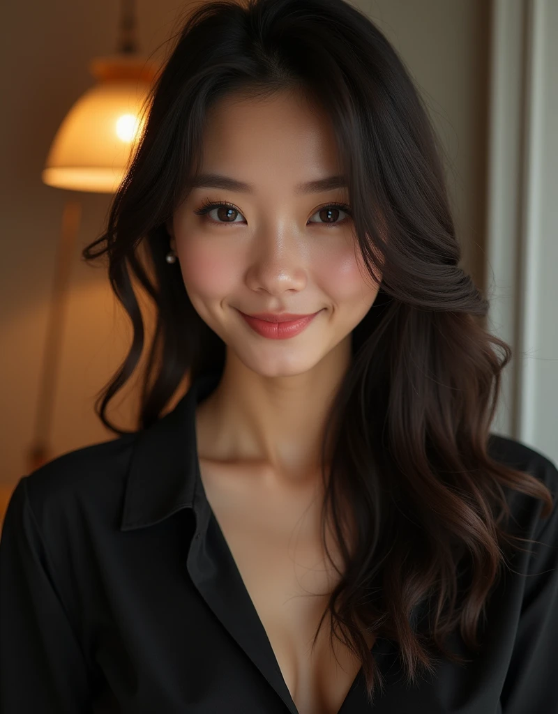 Best Quality, Ultra High Definition, (Photorealistic:1.4),Sunset Light, Vietnammes Women, Detailed Photo, Smiling, Sexy, Black Shirt, Facing Camera, Close-up (Masterpiece: 1.3), (8K, Photorealistic, Best Quality: 1.4), (1girl), Beautiful Face, (Realistic Face),Beautiful Hairstyle, Realistic eyes, beautiful detail eyes, (realistic skin), beautiful skin, (sweater), absurd, attractive, ultra high resolution, ultra realistic, high definition, golden ratio,Good hands、10、high-reaster-piece、highest quality、head:1.3、((Hasselblad photo))、Fine Skin、crisp focus、(Light like a movie)、gentle lighting、Dynamic Ungle、[:(detailed face:1.2):0.2]、The chest is large.、Sweating, skin flow.:1.2、(((In the kitchen))) Erotic smile　Audience view　Colossal　having　sleeveless　Quench the upper arm.　I'm sticking out.　open legs　Nipples are visible.　cleanliness　Large kitchen　bedroom　Wine Glass　　 Negative prompt　Pubic hair can be seen. Negative Pro, smiling, ((detailed face )), ((detailed beauti vagina)), ((detailed body ((naked)))) , (((The massage central))), (((room master))), Highly detailed face and skin texture, Detailed eyes, Double eyelid,big breasts,masterpiece,super fine eyes,super fine hand,shiny white skin,cat woman
