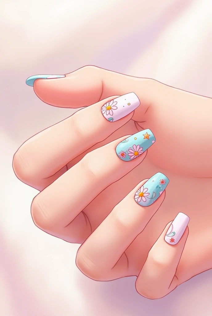 Simple anime inspired nail image