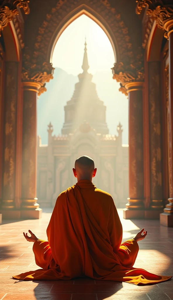 Buddhist monk in Buddhist temple.