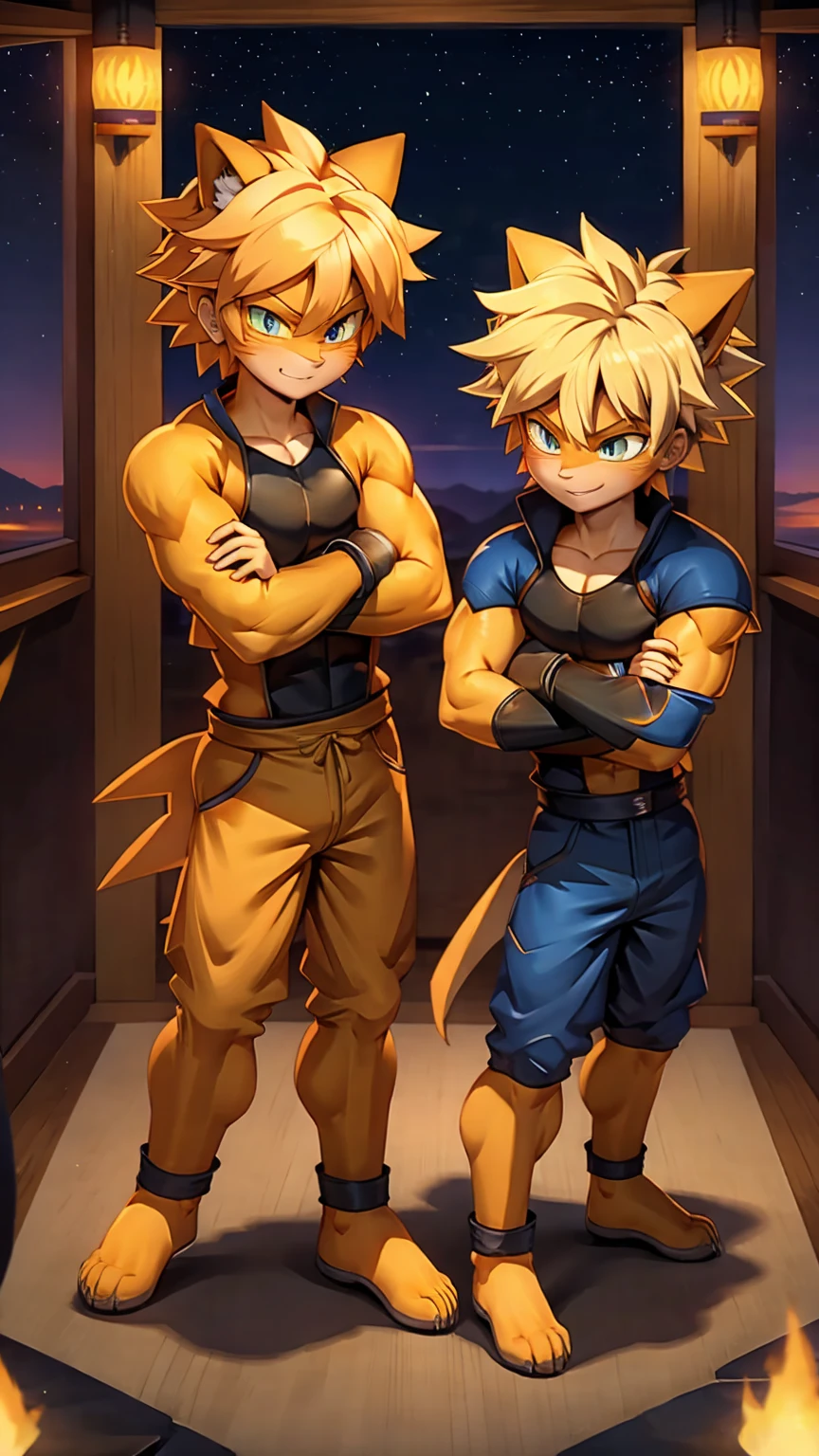 Highest quality,Full body image,2boys,A mix of Goku and Naruto