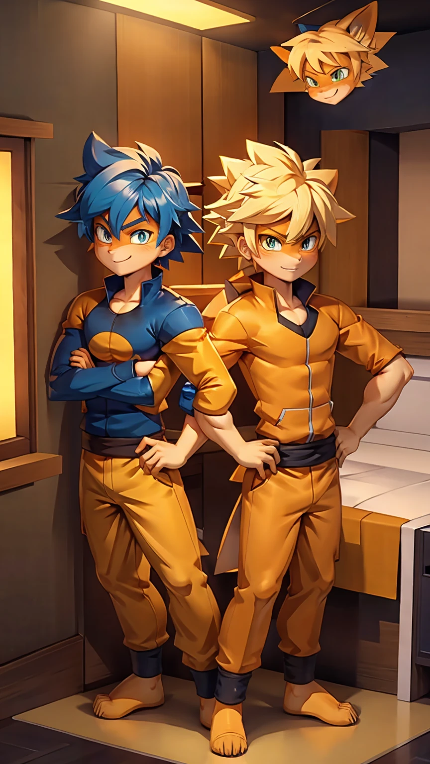 Highest quality,Full body image,2boys,A mix of Goku and Naruto