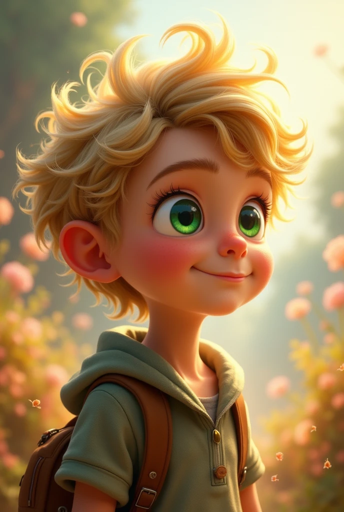 Arthur Guimarães, a blonde child with curly hair and green eyes,