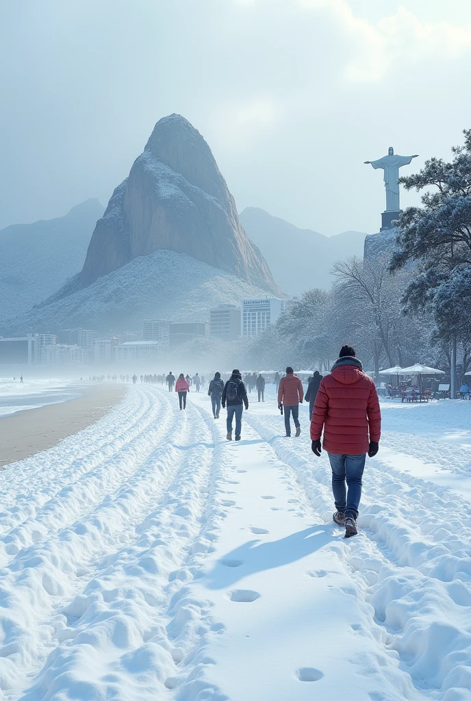 Copacabana beach with snow