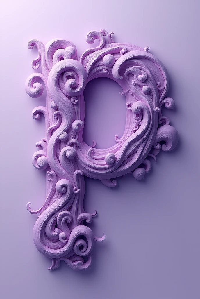 Create an image with an interesting letter design "p". Something very unusual. In lilac colors and shades