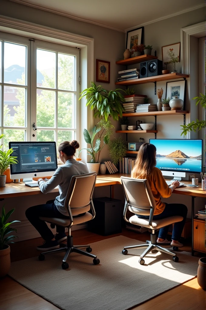 A home studio, a place for two people to work.