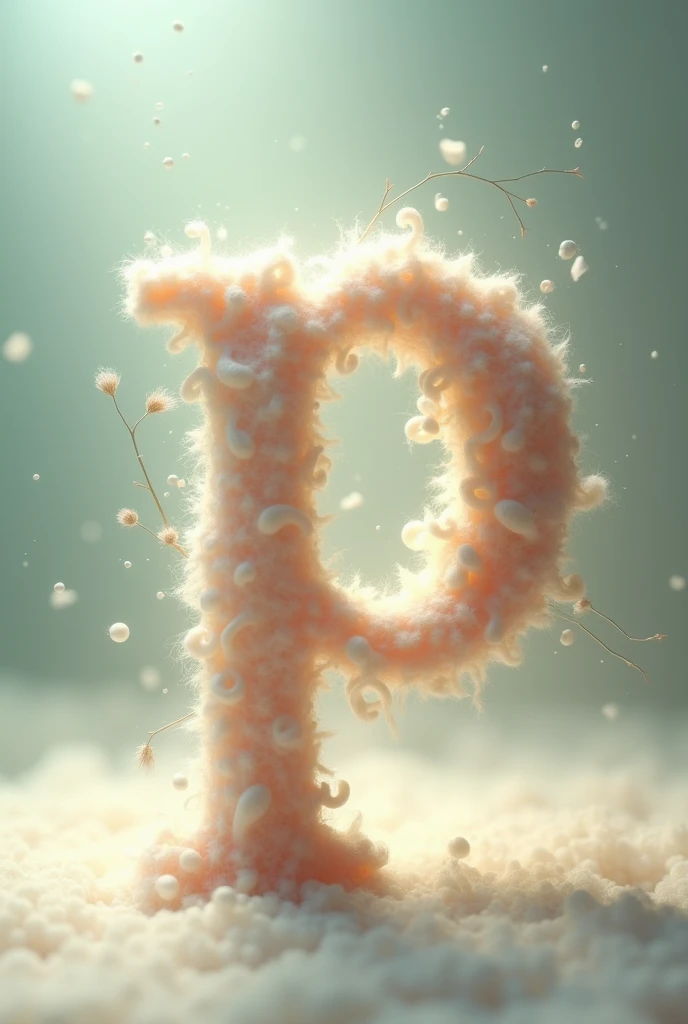 Create an image with an interesting letter design "p". Something unusual. In light colors