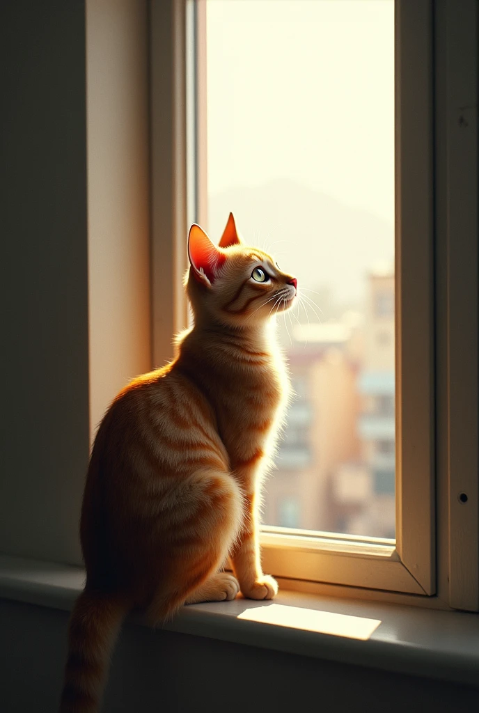 A cat looking deeply out a window