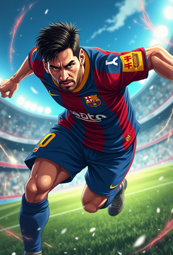 lionel messi, anime football, angry face