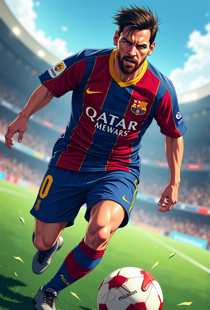 lionel messi, anime football, angry face