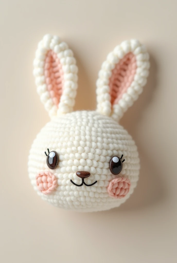White and soft crochet bunny face logo