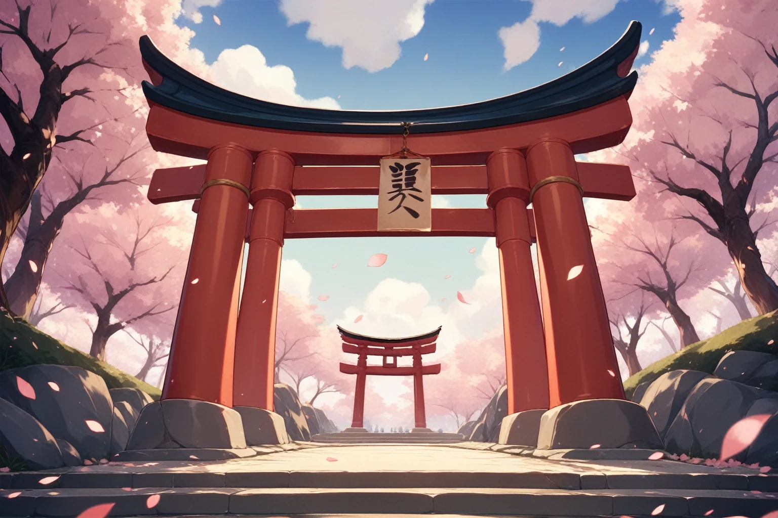 torii,null，High resolution, High resolution, 8K, Masterpiece 2:1,（ Shrines in Kyoto、rainbow）