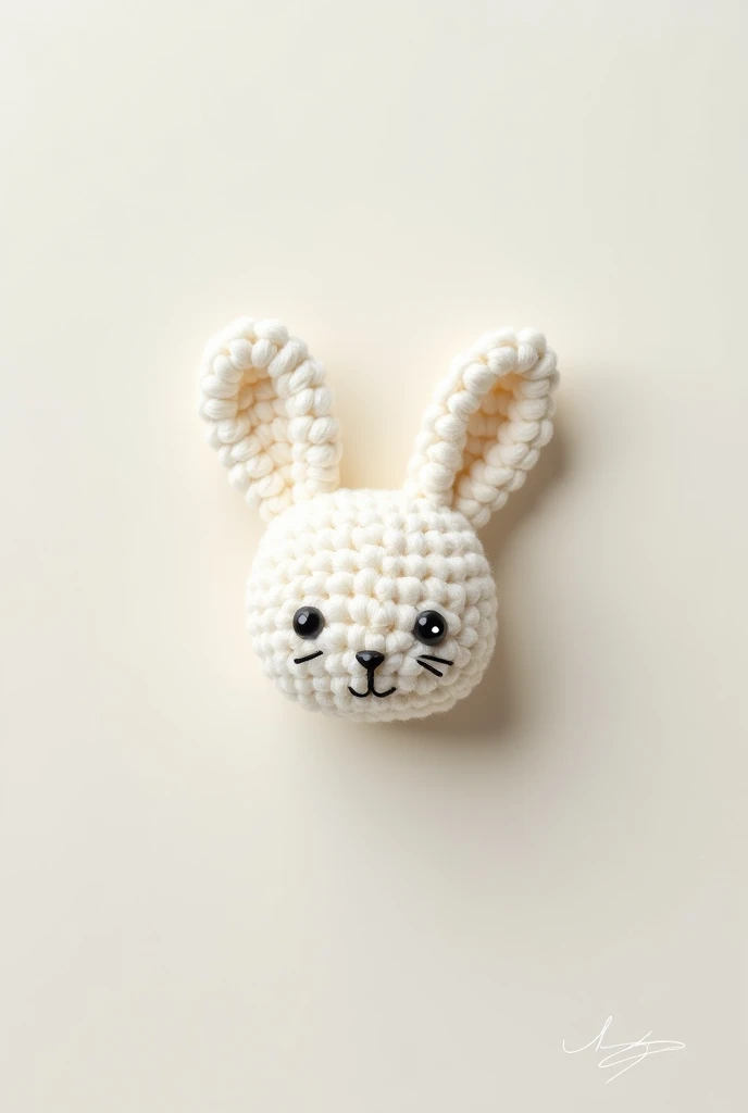 Small white and soft crochet bunny face logo