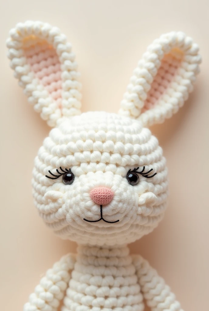 White and soft crochet bunny face logo