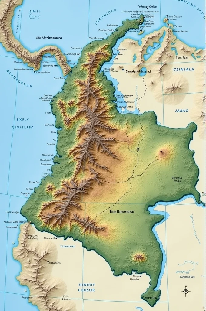 It is bordered to the north by the Caribbean Sea, To the east, the map of a Colombian region that has a border with Venezuela is created, to the south by the eastern plains and to the west by the middle Magdalena.