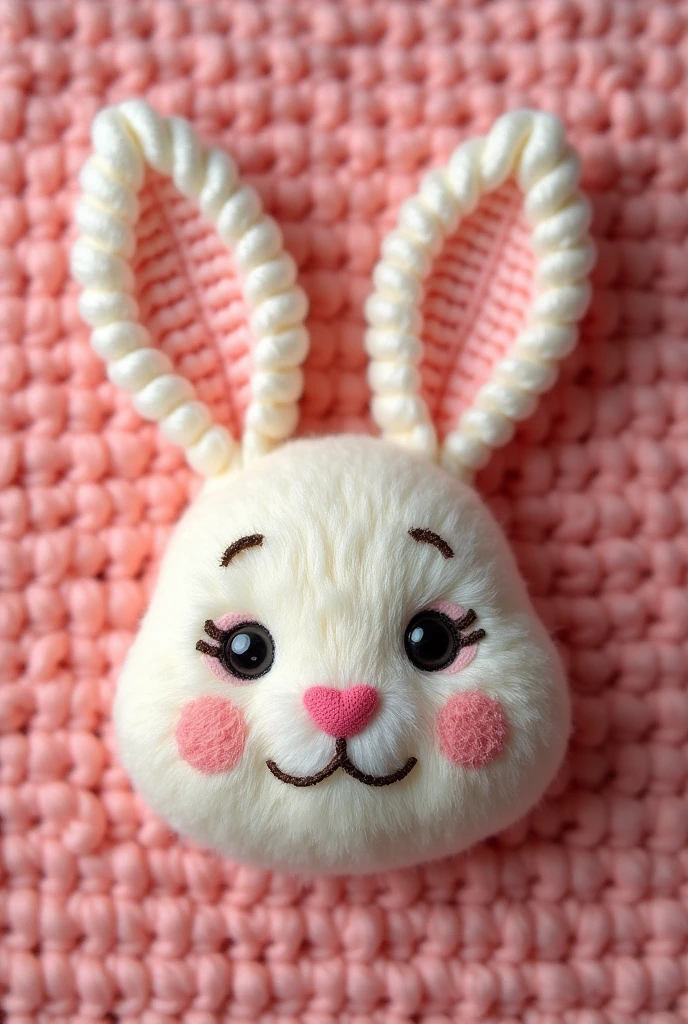 Bunny face logo and cute crochet fabric
