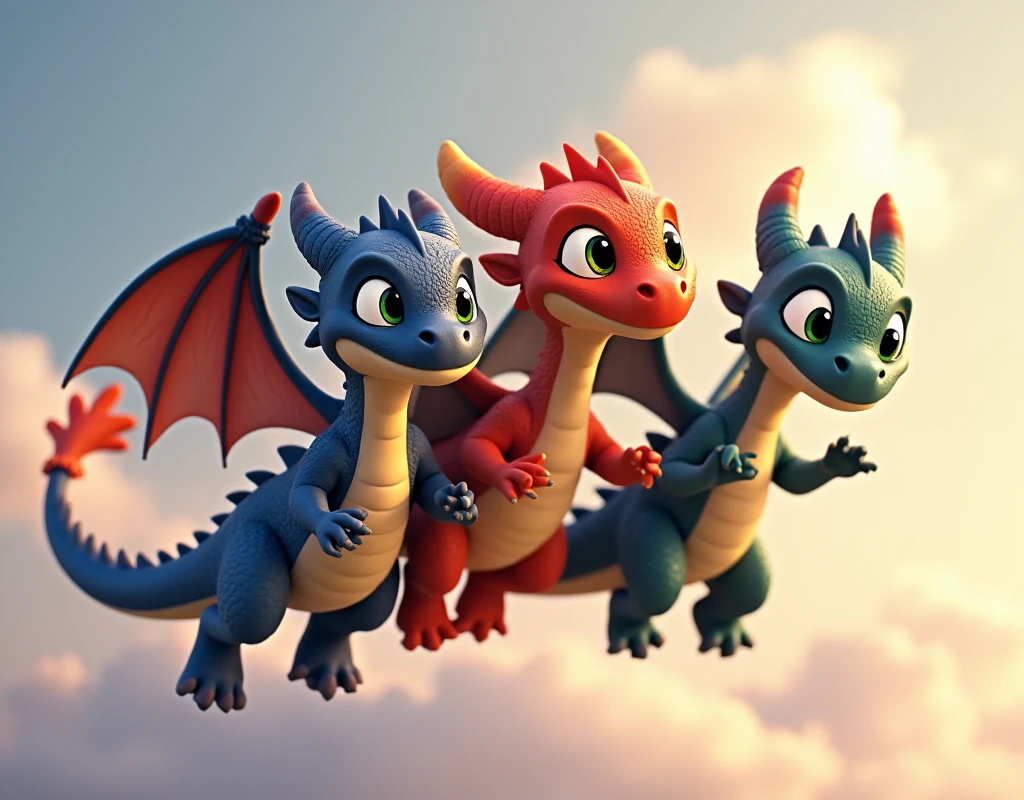 make a gift of game of thrones dragons in pixar style flying from left to right in an image with no background