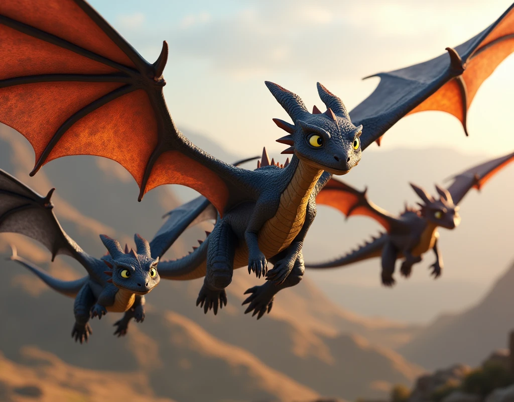 make a gift of game of thrones dragons in pixar style flying from left to right in an image with no background, Very realistic
