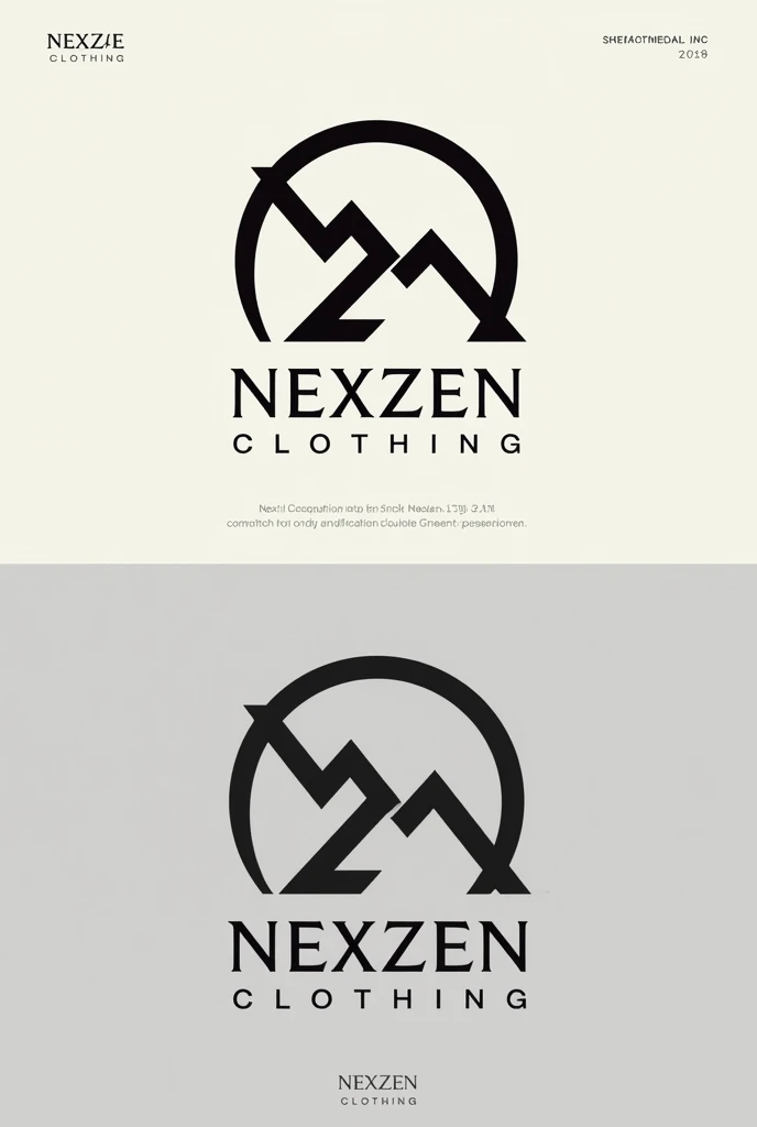 CREATE A BRAND LOGO WITH THE NAME "NeXZeN CLOTHING". THE LOGO IS STYLIZED TEXT WITH THE LETTER "N","Z" AND "X" INTERWINED, FORMING A LARGR ,CIRCULAR DESIGN .THE TEXT "CLOTHING"IS WRITTEN BELOW IN SMALLER ,ITALICIZED LETTER . THE OVERALL DESIGN IS IN A BOLD ,MODERN FONT.