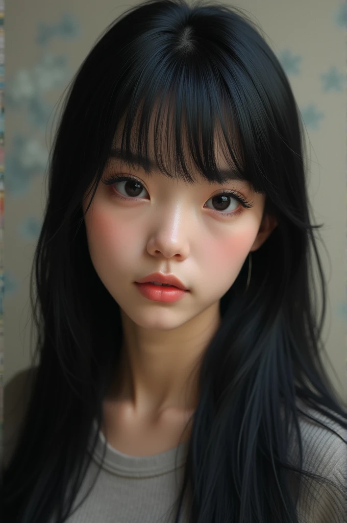 Create a realistic person with straight black hair
