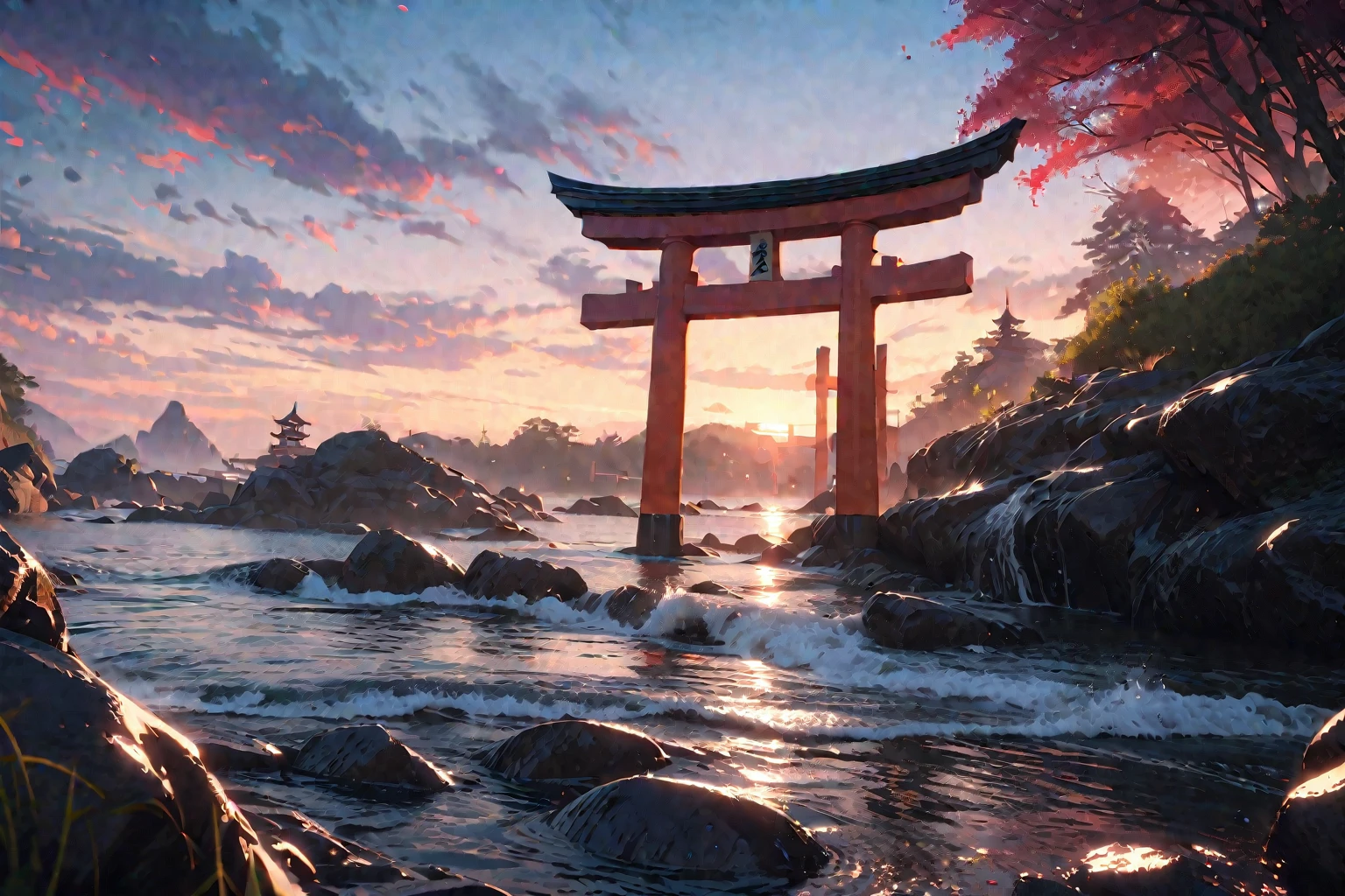 (highly detailed:1.3),
wrench_elven_arch, outdoors, torii, water,
Ultra-detail, (highres:1.1), best quality, (masterpiece:1.3), cinematic lighting,