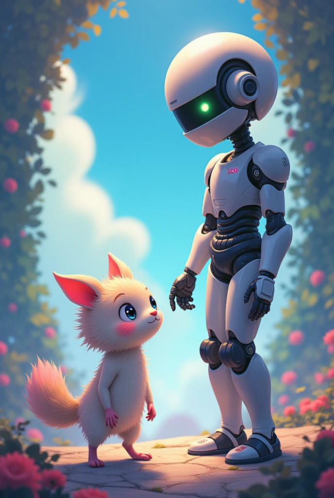 One of the creatures approaches the roboa, curious.  
. アニメ





