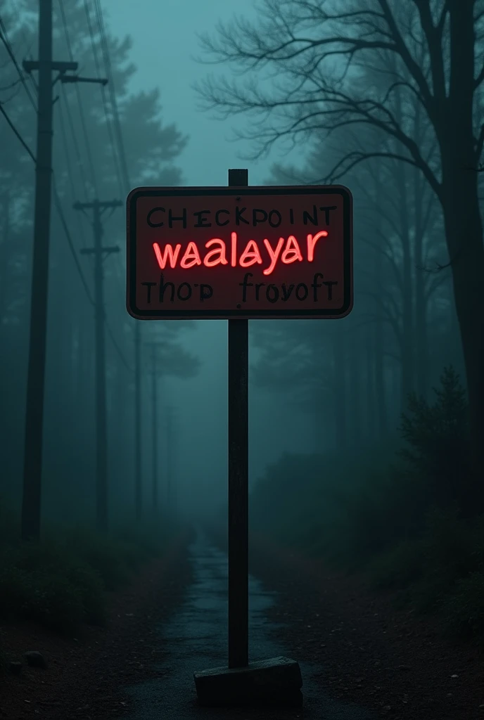"waalayar " written in a checkpost in lot stranger things theme in a special text