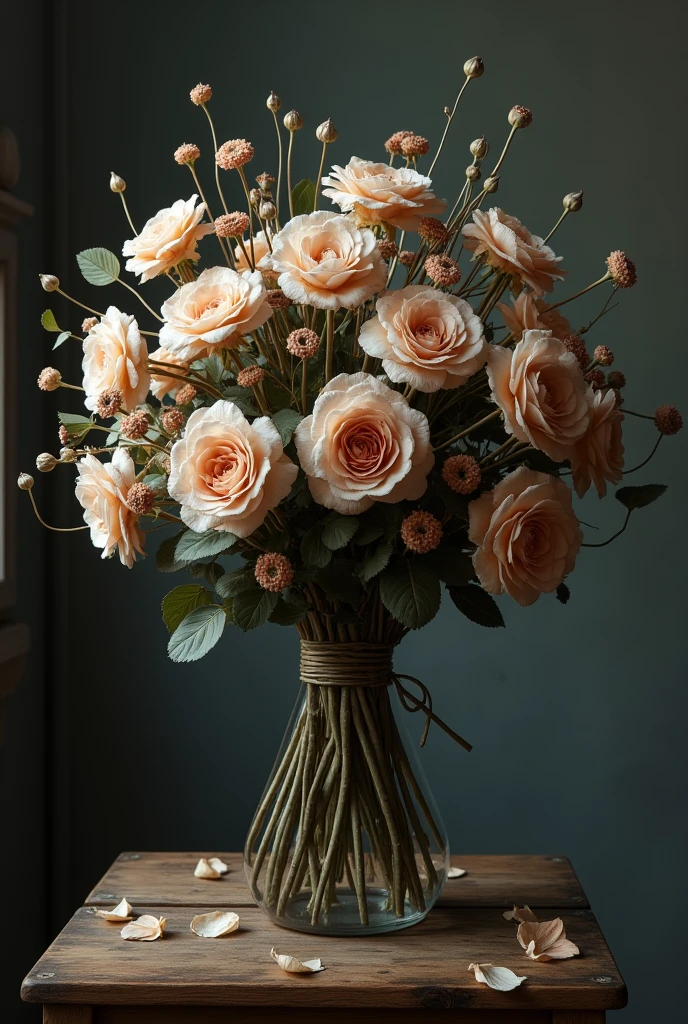 a bouquet of dead flowers