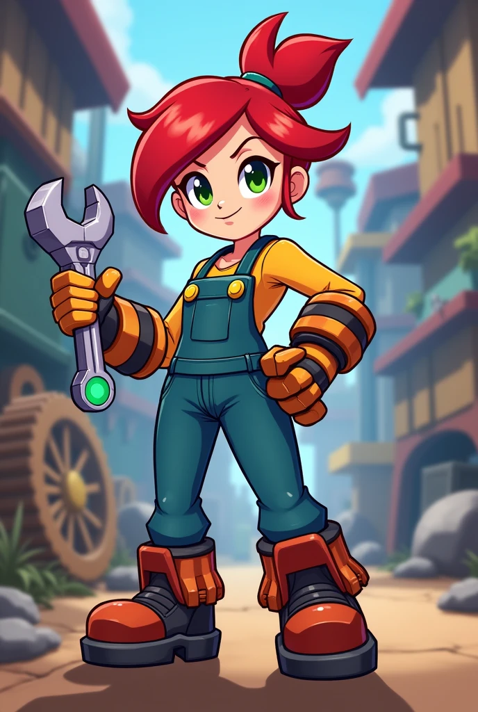 an image of Jessie from the game Brawl Stars EXACTLY the same and with her trusty turret