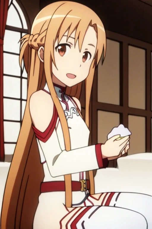 ((Highest quality)), ((masterpiece)), (be familiar with), Perfect Face, indoor, Bedroom, Watching the audience,
One woman, Yuuki Asuna,
Open Mouth, Ecstatic expression, blush, smile,
Small breasts, Flat Chest, , , child, Girl,
Long Hair, Long Hair,
Fully nude, Nipples exposed, Sex with a man with a big dick, 膣内ejaculation, Semen is taken, Insert a into your, Sex in the missionary position, , Leg spread,