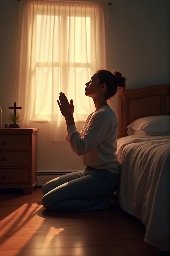 The person is shown waking up at 4 in the morning and praying for the good in his life.