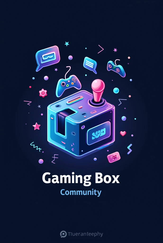 crie uma logo com o nome Gaming Box Community Inclua ícones de controle de videogame, joysticks or other gaming-related elements Combine these icons with the name to clearly convey the gaming focus Consider adding a chat or social media icon to reinforce the idea of community