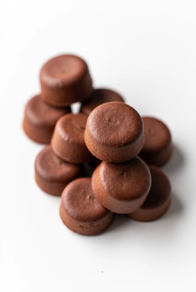 Chocolate flavour marshmallows in a white background 