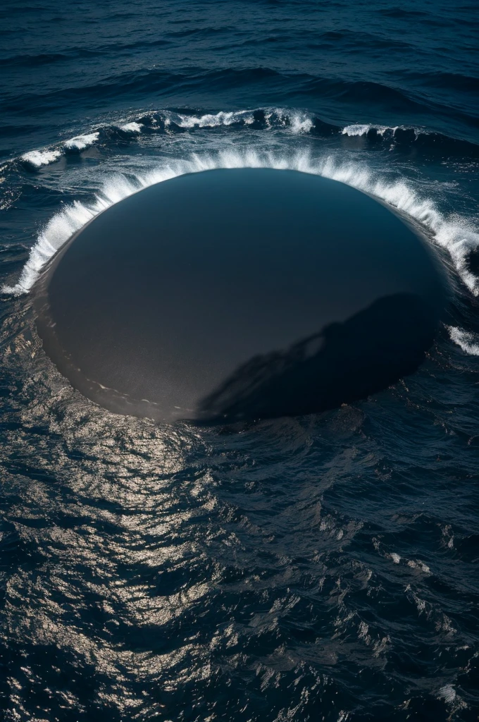 The shadow of a giant made of gas on the bottom of the pitch black ocean。