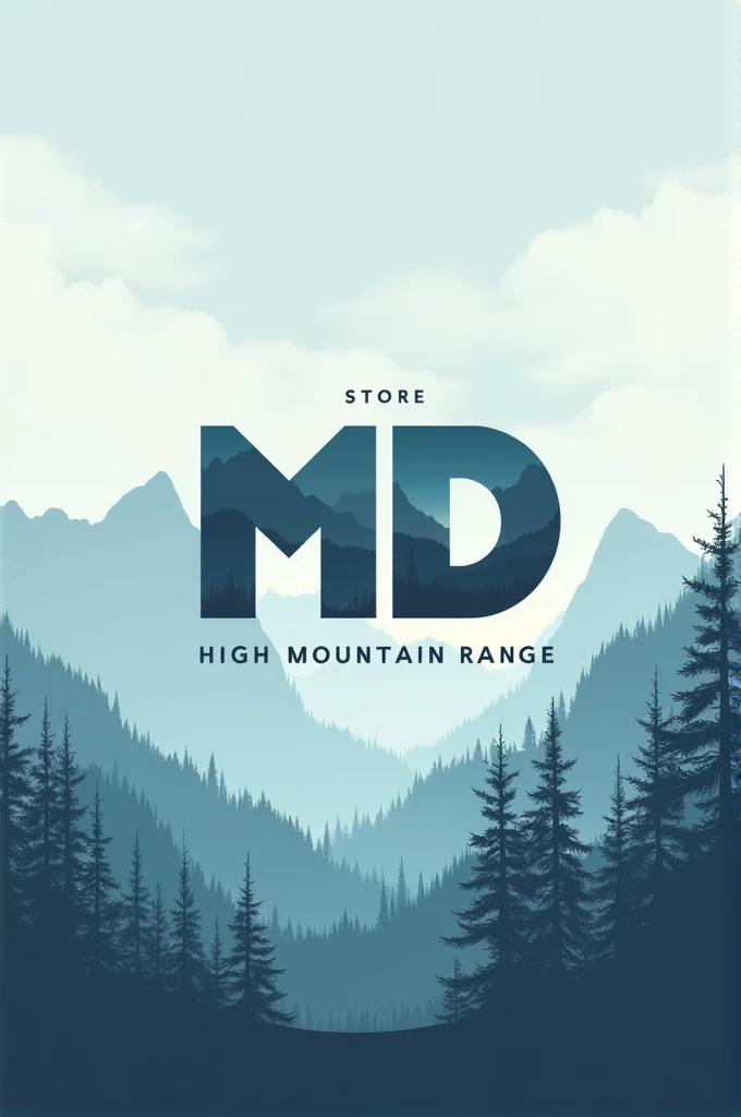 A logo that says "MD STORE", WITH THE NAME OF MY CITY "HIGH MOUNTAIN RANGE"