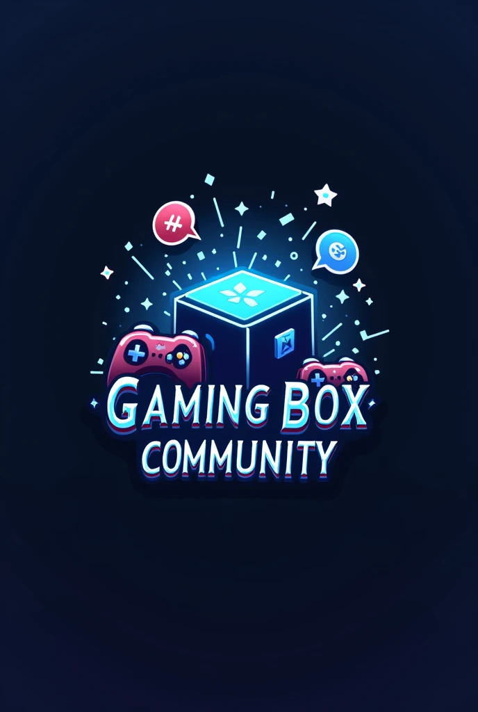 crie uma logo com o nome Gaming Box Community Inclua ícones de controle de videogame, joysticks or other gaming-related elements Combine these icons with the name to clearly convey the gaming focus Consider adding a chat or social media icon to reinforce the idea of community