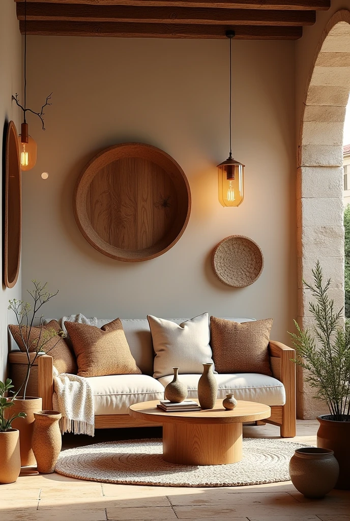 images of the decoration process: placement of rustic and elegant furniture, warm lighting, and details in Mediterranean ceramics and textiles. Text on screen: 'Every detail counts'".