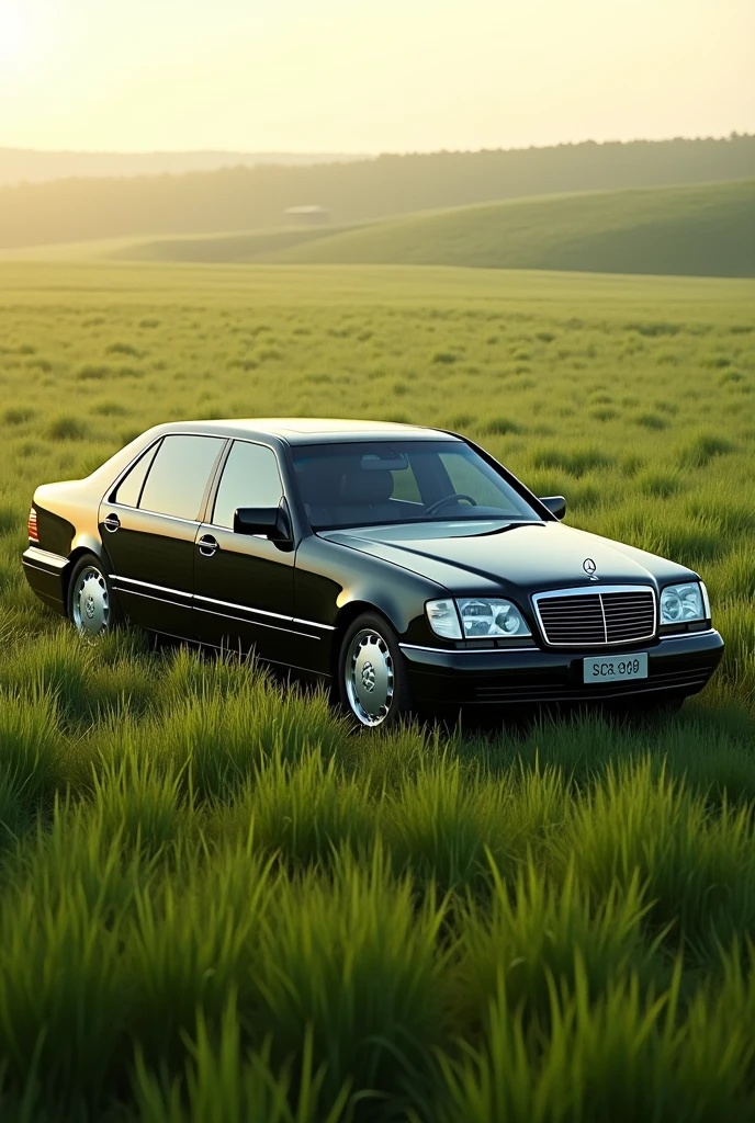 Mercedes w140 s600 1998s in the endless grass