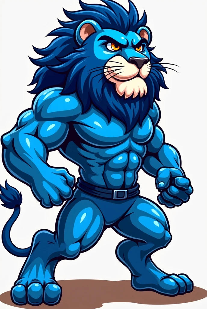 An animated lion mascot for a TUNTUM team, of the color blue