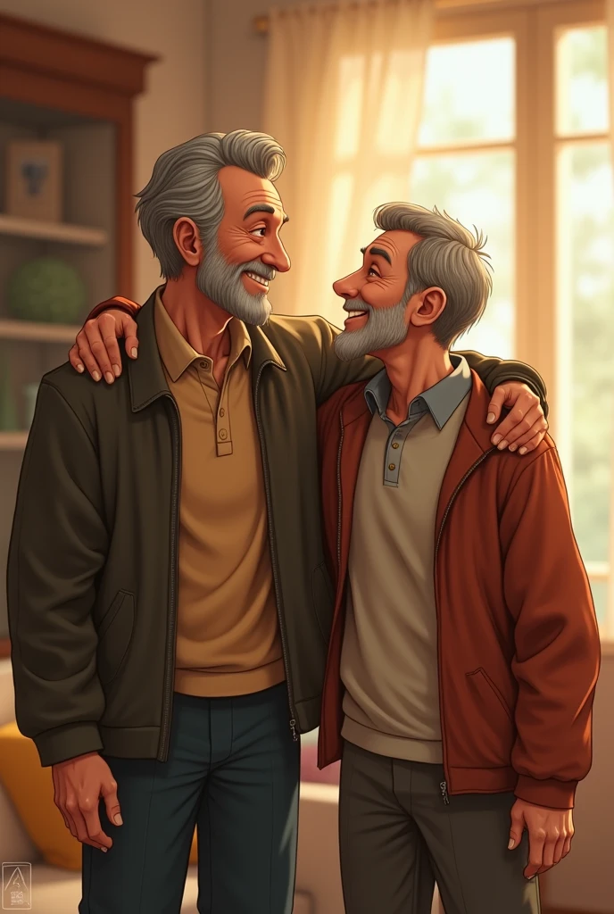 20 year old son and 50 yearr old 
Father happiness 
