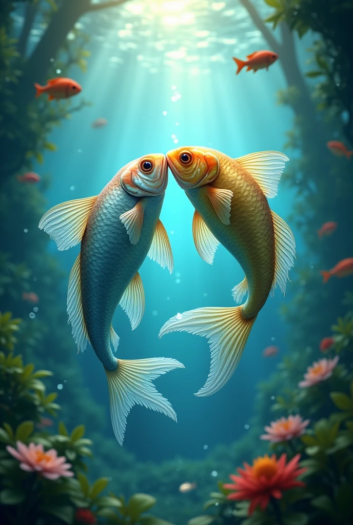 Oxygen cycle kiss fish, wild nature.