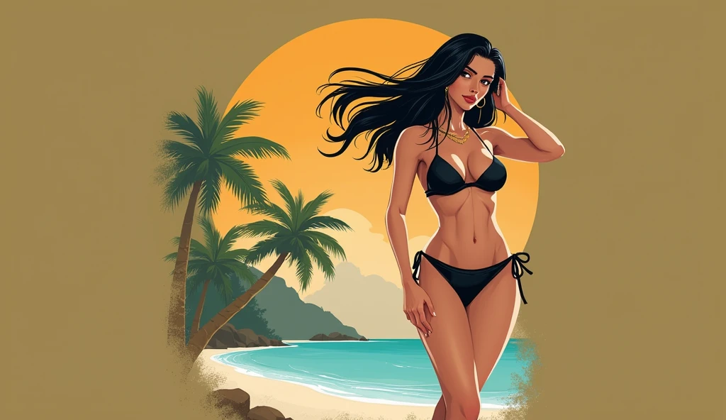 create a poster for a candidate running for the sri lankan presidential election. Candidate is A Sri lankan woman wearing a bikini. Election logo is domestic Gas cylinder.